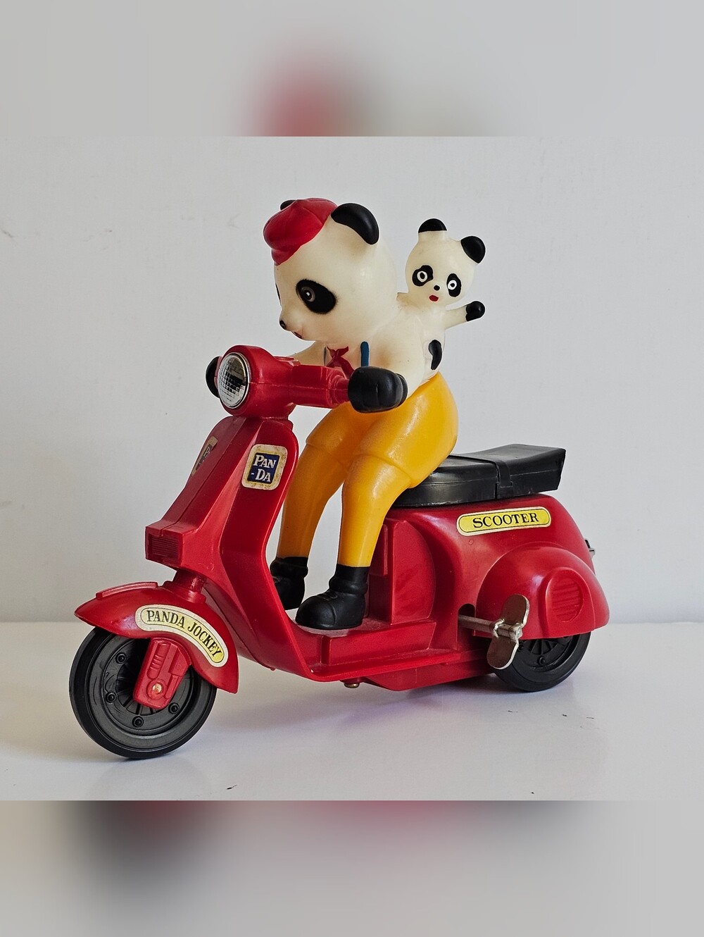 RARE 1970s MTU "Panda Scooter Jockey" Wind-up toy w/ original key (Works)